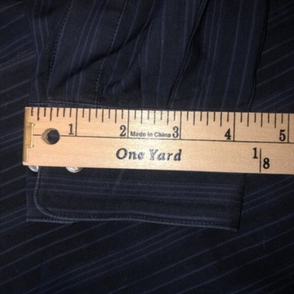 Calvin Klein Mens Large Button Up Shirt Blue Stripe Long Sleeve Dress Shirt - Picture 5 of 9